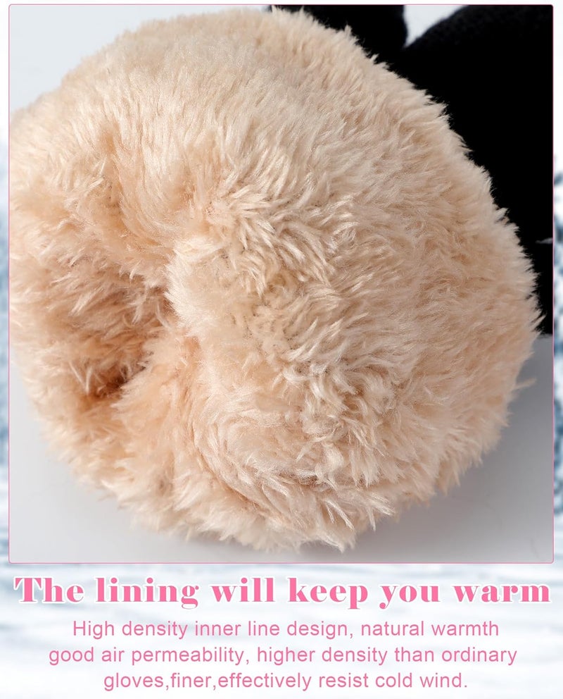 Chuarry 2 Pairs Kids Fleece Lined Gloves Winter Thick Warm Thermal Cable Knit Gloves for 6-10 Years Boys Girls - Image 2